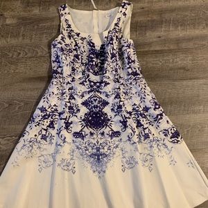 Blue and White Floral Dress